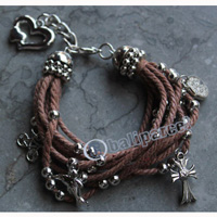 Bracelet, Made From Cotton String With Metal