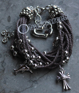 Bracelet, Made From Cotton String With Metal