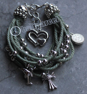 Bracelet, Made From Cotton String With Metal