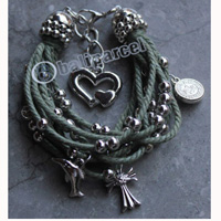 Bracelet, Made From Cotton String With Metal