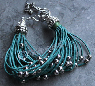 Bracelet, Made From Cotton String With Metal