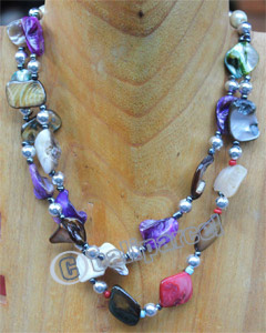 Necklace, Made From Shell With Glassbeads