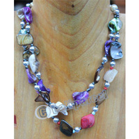 Necklace, Made From Shell With Glassbeads