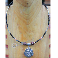 Necklace, Made From Glassbeads And Metal