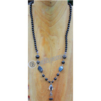 Necklace, Made From Glassbeads And Metal With Shell