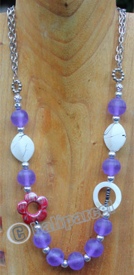 Necklace, Made From Beads And Metal With Shell