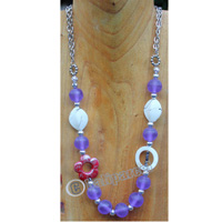 Necklace, Made From Beads And Metal With Shell