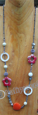 Necklace, Made From Glassbeads, Stone And Shell