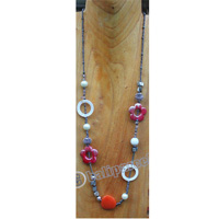 Necklace, Made From Glassbeads, Stone And Shell