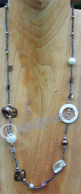 Necklace, Made From Glassbeads And Shell
