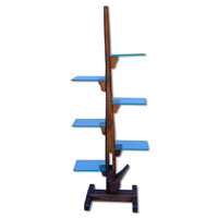 Wooden Rack, Made From Old Teak With Glass