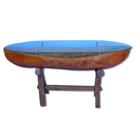 Wooden Display, Made From Old Teak With Glass