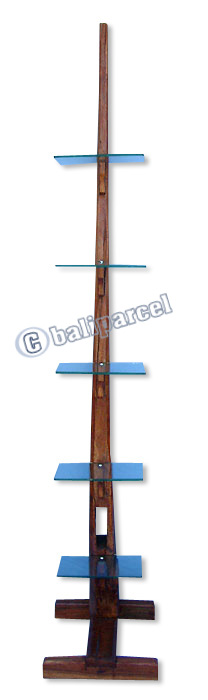 Wooden Rack, Made From Old Teak With Glass