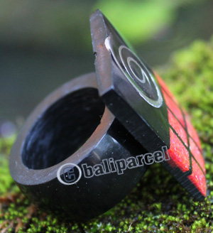 Ring Made From Resin And Redcoral With Stainless