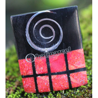 Ring Made From Resin And Redcoral With Stainless