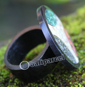 Ring Made From Resin, Coral With Stainless