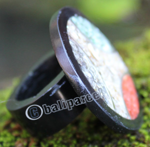 Ring Made From Resin, Coral With Stainless