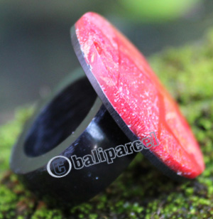 Ring Made From Resin With Redcoral