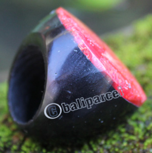 Ring Made From Resin With Redcoral