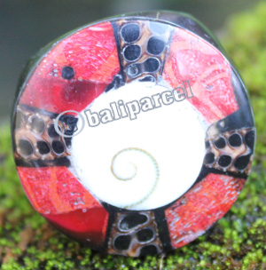 Ring Made From Resin With Shell And Redcoral