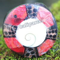 Ring Made From Resin With Shell And Redcoral