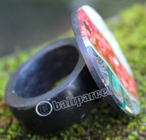 Ring Made From Resin, Shell With Coral