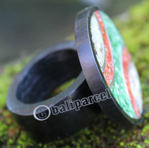 Ring Made From Resin, Coral With Stainless