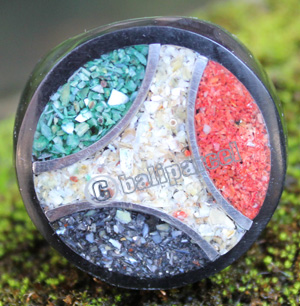 Ring Made From Resin, Coral With Stainless
