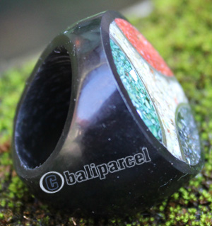 Ring Made From Resin, Coral With Stainless