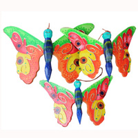 Wooden Wallhanging Butterfly With Painted, Set Of 3