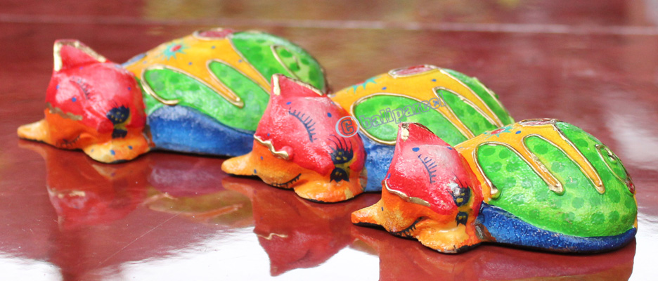 Wooden Cat Set Of 3 With Dot Art Painted, Hand Carved From Albesia Wood