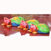 Wooden Cat Set Of 3 With Dot Art Painted, Hand Carved From Albesia Wood