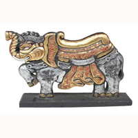 Wooden Elephant With Stand, Hand Carved From Albesia Wood