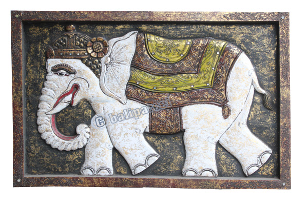 Wooden Elephant Wallhanging, Hand Carved From Albesia Wood