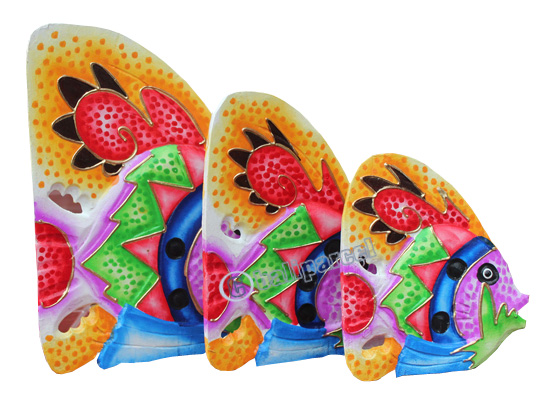 Wooden Fish Set Of 3, Handcarved From Albesia Wood