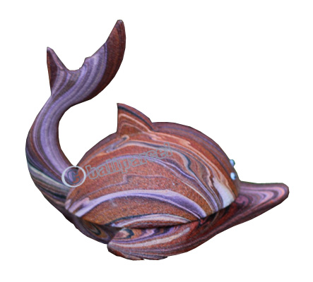 Wooden Dolphin Astray, Hand Carved From Albesia Wood  