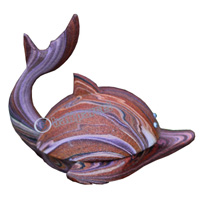 Wooden Dolphin Astray, Hand Carved From Albesia Wood  