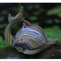 Wooden Dolphin Astray, Hand Carved From Albesia Wood  