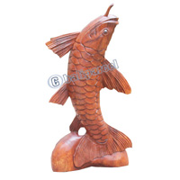 Wooden Fish, Hand Carved From Suar Wood