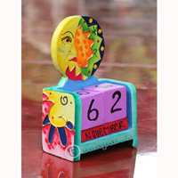 Wooden Calendar With Moon, Hadmade From Albesia Wood