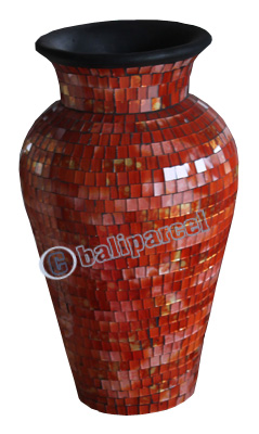 Vase, Made From Terracotta And Glass