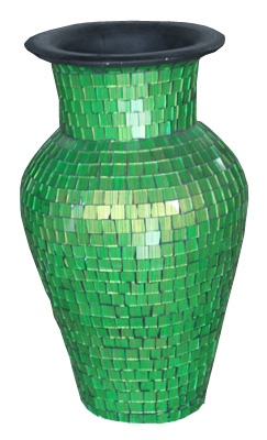 Vase, Made From Terracotta And Glass