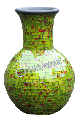 Vase, Made From Terracotta And Glass