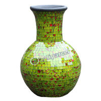 Vase, Made From Terracotta And Glass