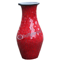 Vase, Made From Terracotta And Glass