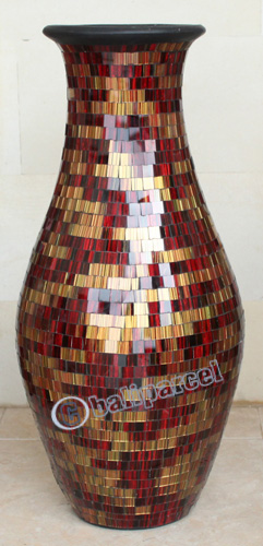 Vase, Made From Terracotta And Glass