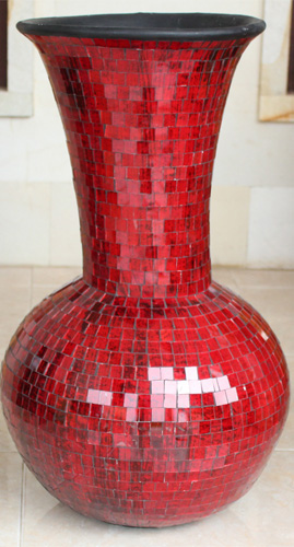 Vase, Made From Terracotta And Glass