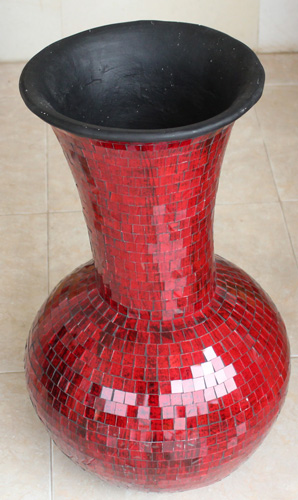 Vase, Made From Terracotta And Glass