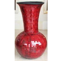 Vase, Made From Terracotta And Glass