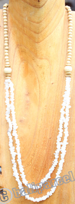 Necklace, Made From Stone With Wooden Beads